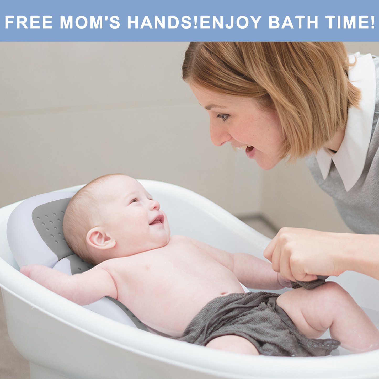 Wddbb Baby Bath Support,Ideal for Babies Less Than 6 Months Old,with Thermometer-Adjustable Slope Newborn Bathtub, Baby tubs for Baby tubs for Newborn Essentials Must Haves (Gray)